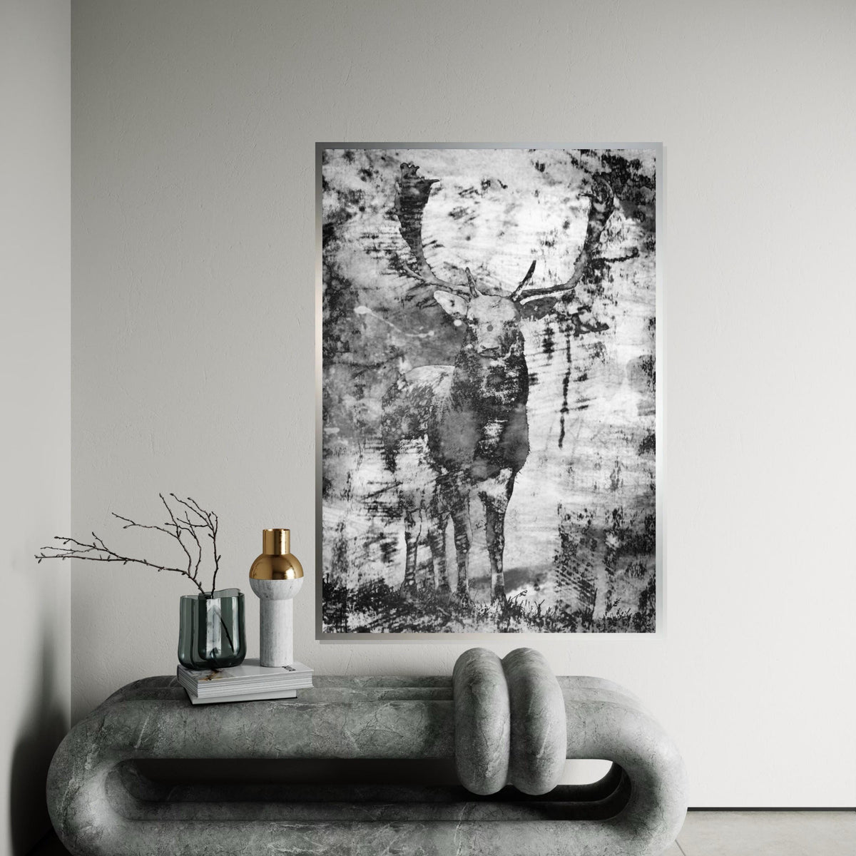 Majestic Stag Canvas, Deer Wall Art, Nature Print, Black and White, Wall Art Canvas Design, Ready to Hang Decoration