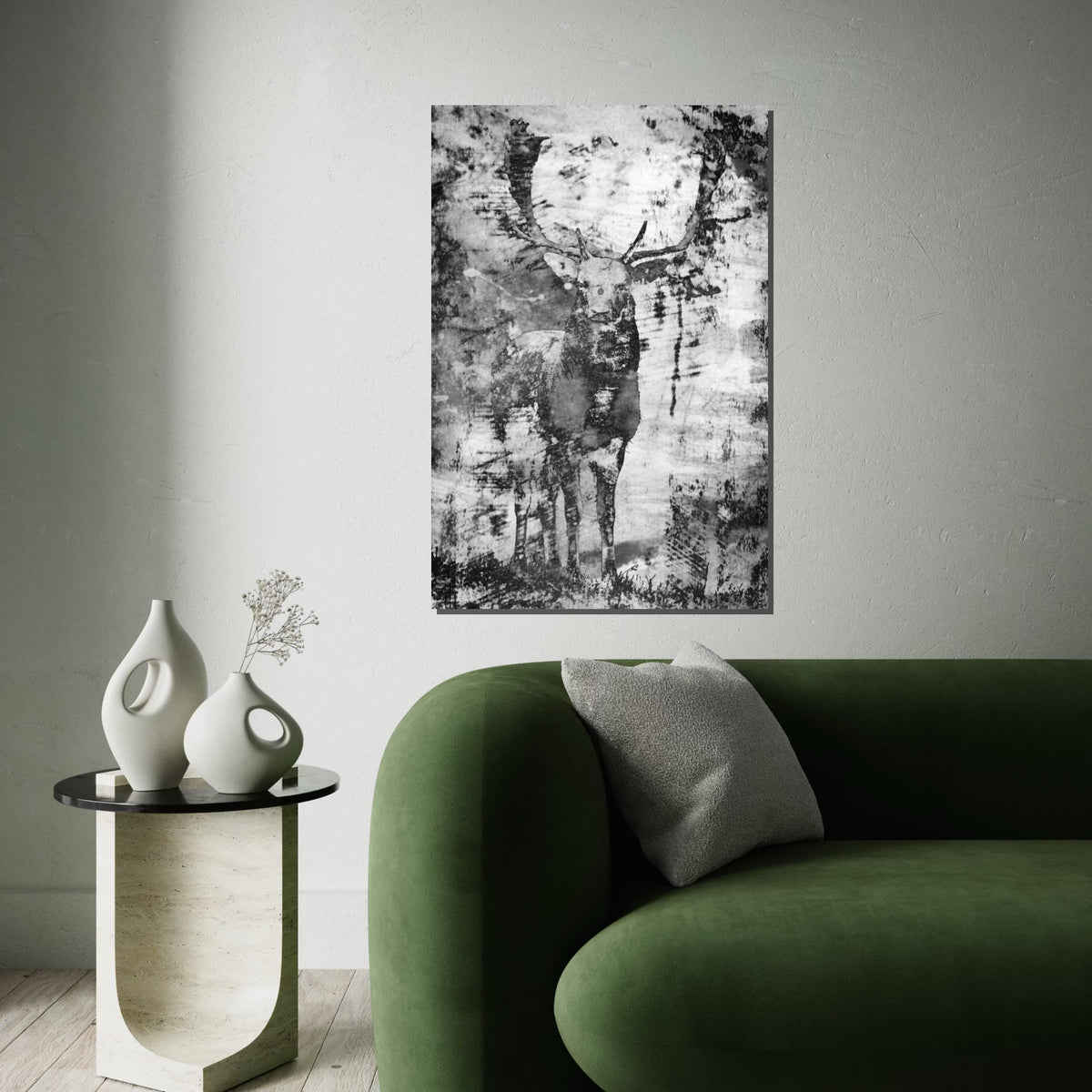 Majestic Stag Canvas, Deer Wall Art, Nature Print, Black and White, Wall Art Canvas Design, Ready to Hang Decoration
