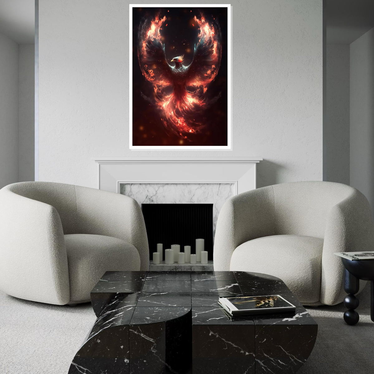 Phoenix Fire Burst Canvas, Flaming Bird Wall Art, Mythical Creature Art, Fiery Wings Poster, Wall Art Canvas Design, Ready To Hang