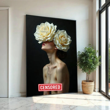 Floral Vision Canvas, Woman with Roses Art, Surreal Wall Art, Canvas Design, Nude Art Poster, Ready to Hang Home Decoration