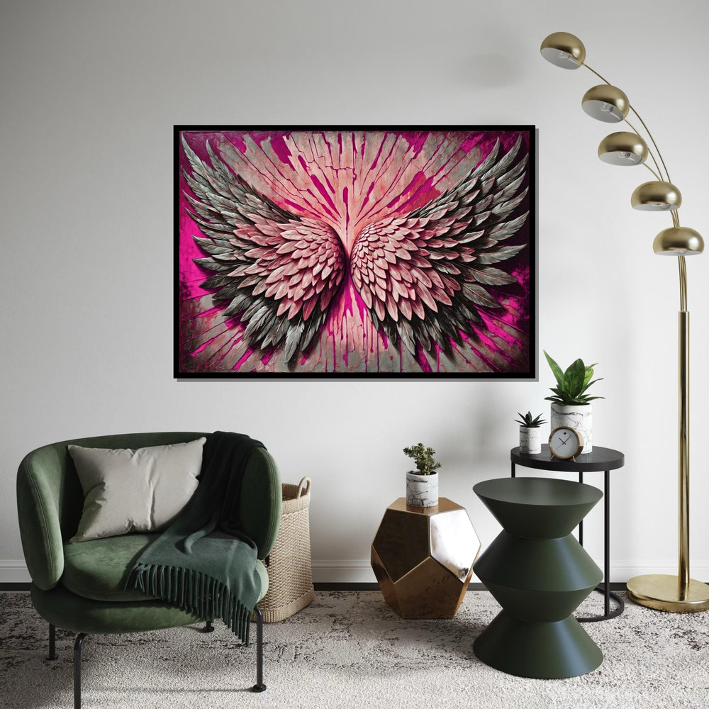 Pink Angel Wings Canvas, Wing Art, Abstract Wall Art, Feathers Wall Print, Winged Beauty, Wall Art Canvas Design, Ready To Hang Decor