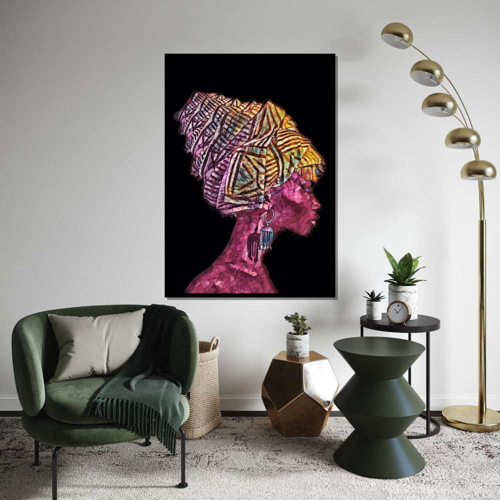 Vibrant Woman Canvas, African Black Art, Ethnic Woman, Colorful Feminine Portrait, Wall Art Canvas Design, Ready To Hang Decoration