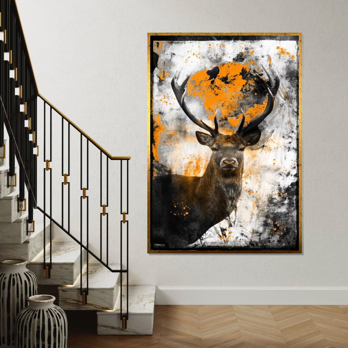 Abstract Stag Canvas Art, Deer Wall Print, Animal Canvas, Modern Wildlife Art, Wall Art Canvas Design, Ready To Hang Decoration