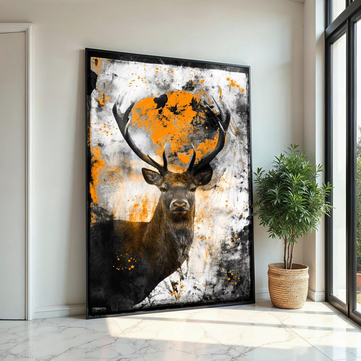 Abstract Stag Canvas Art, Deer Wall Print, Animal Canvas, Modern Wildlife Art, Wall Art Canvas Design, Ready To Hang Decoration