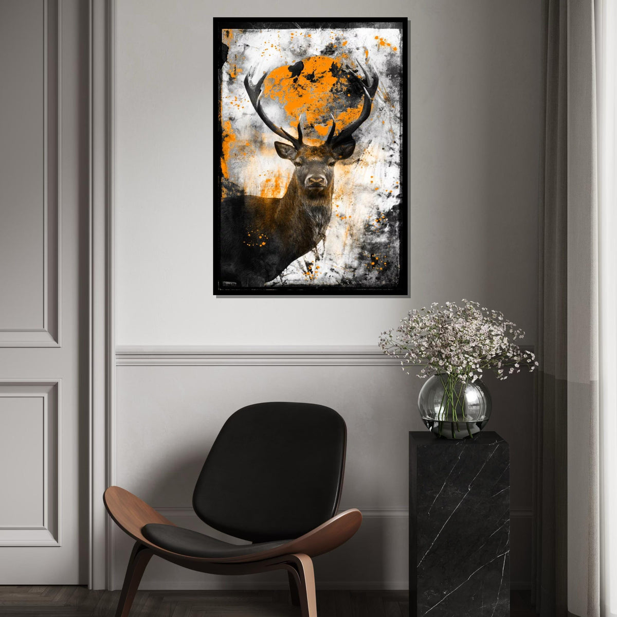Abstract Stag Canvas Art, Deer Wall Print, Animal Canvas, Modern Wildlife Art, Wall Art Canvas Design, Ready To Hang Decoration