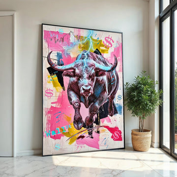 Wall Street Bull Canvas, Financial Market Art, Bull Stock Market Poster, Wall Art Canvas Design, Ready to Hang Decoration