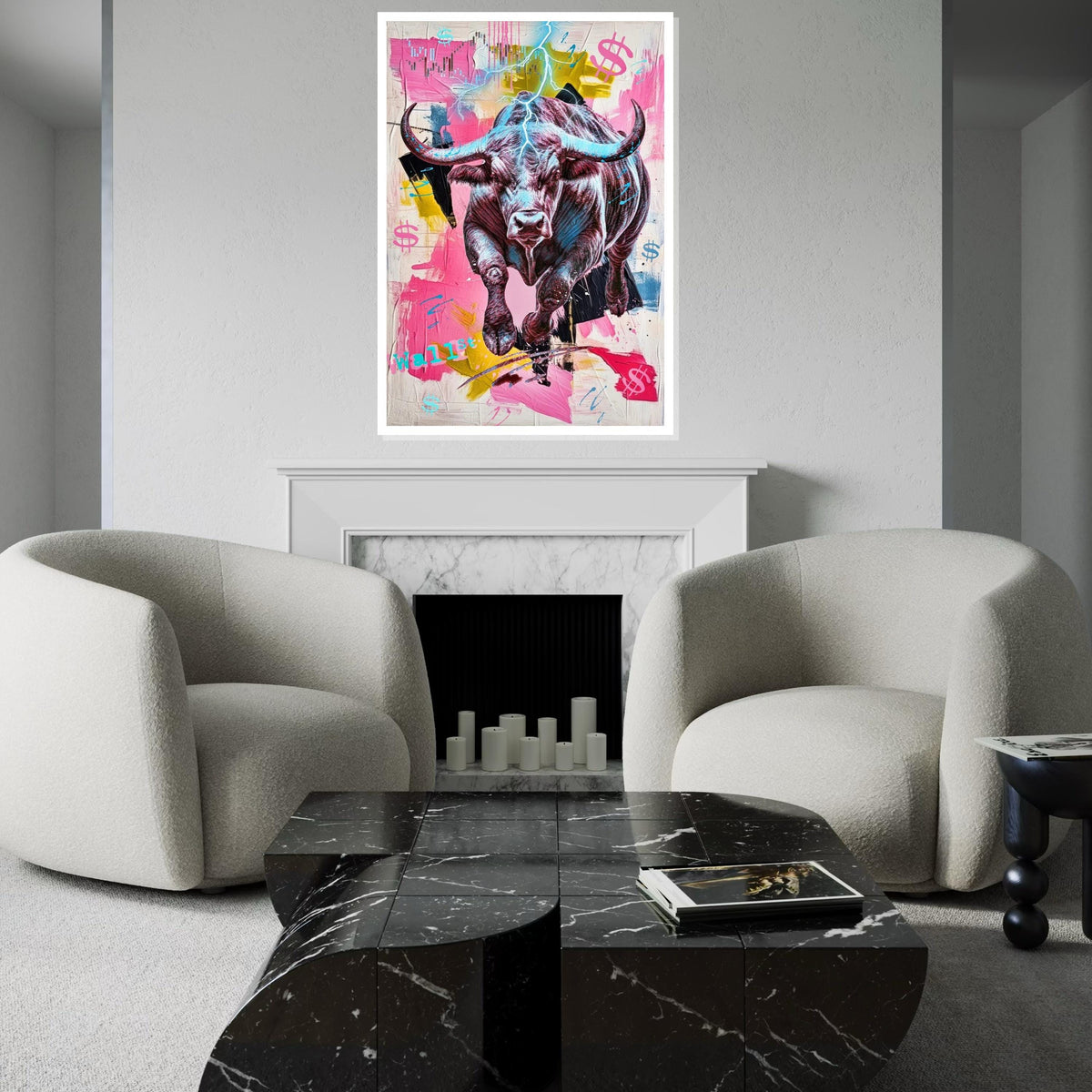 Wall Street Bull Canvas, Financial Market Art, Bull Stock Market Poster, Wall Art Canvas Design, Ready to Hang Decoration