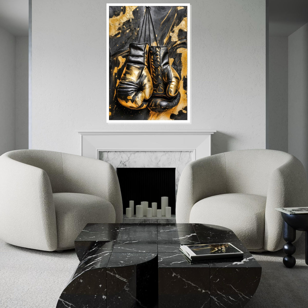 Black and Gold Boxing Gloves Canvas, Boxing Art Print, Sports Wall Art, Wall Art Canvas Design, Ready To Hang Decoration
