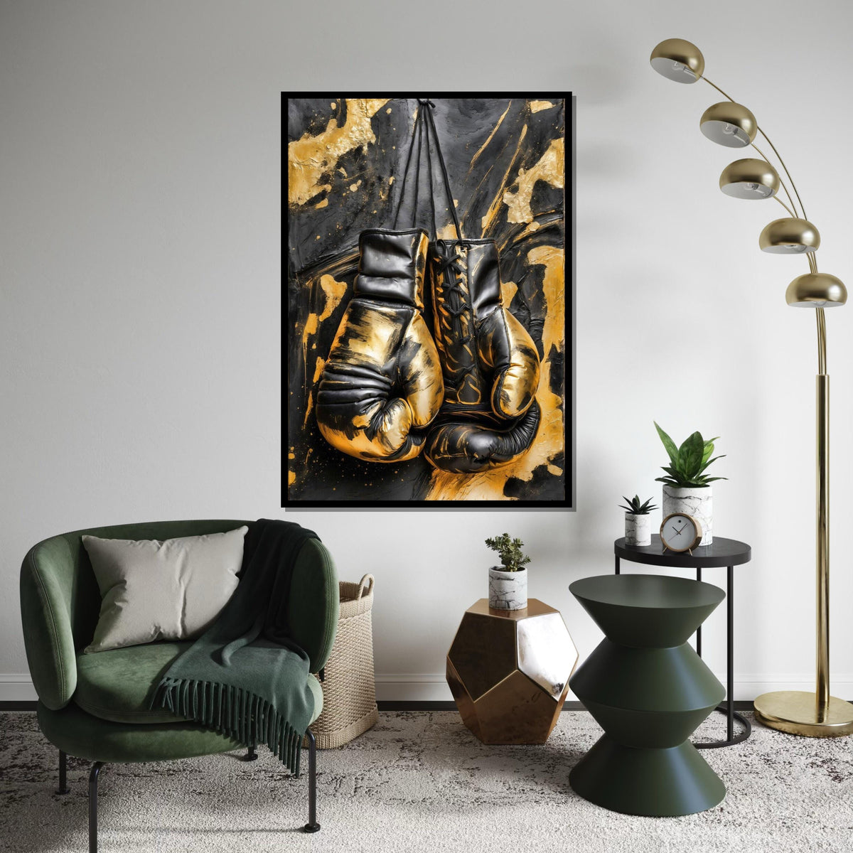 Black and Gold Boxing Gloves Canvas, Boxing Art Print, Sports Wall Art, Wall Art Canvas Design, Ready To Hang Decoration