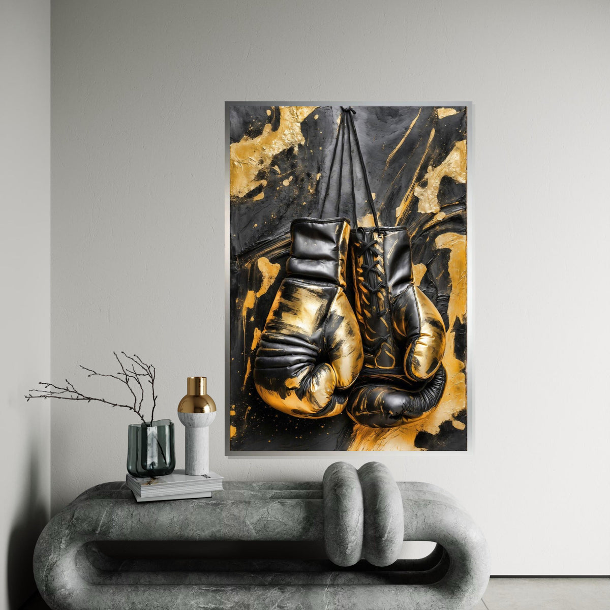 Black and Gold Boxing Gloves Canvas, Boxing Art Print, Sports Wall Art, Wall Art Canvas Design, Ready To Hang Decoration