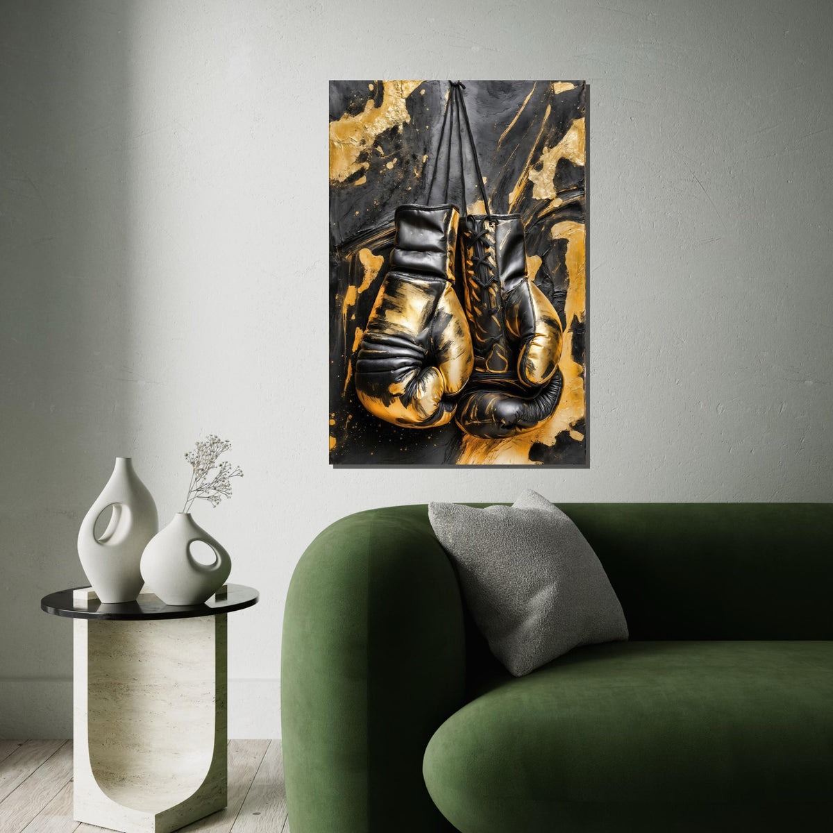 Black and Gold Boxing Gloves Canvas, Boxing Art Print, Sports Wall Art, Wall Art Canvas Design, Ready To Hang Decoration
