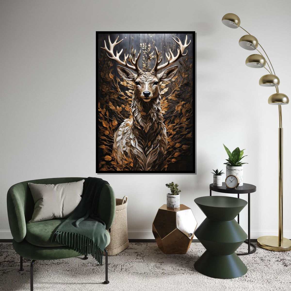 Majestic Stag Canvas, Deer Wall Art, Woodland Animal Print, Autumn Leaves Decor, Wall Art Canvas Design, Ready To Hang Decoration