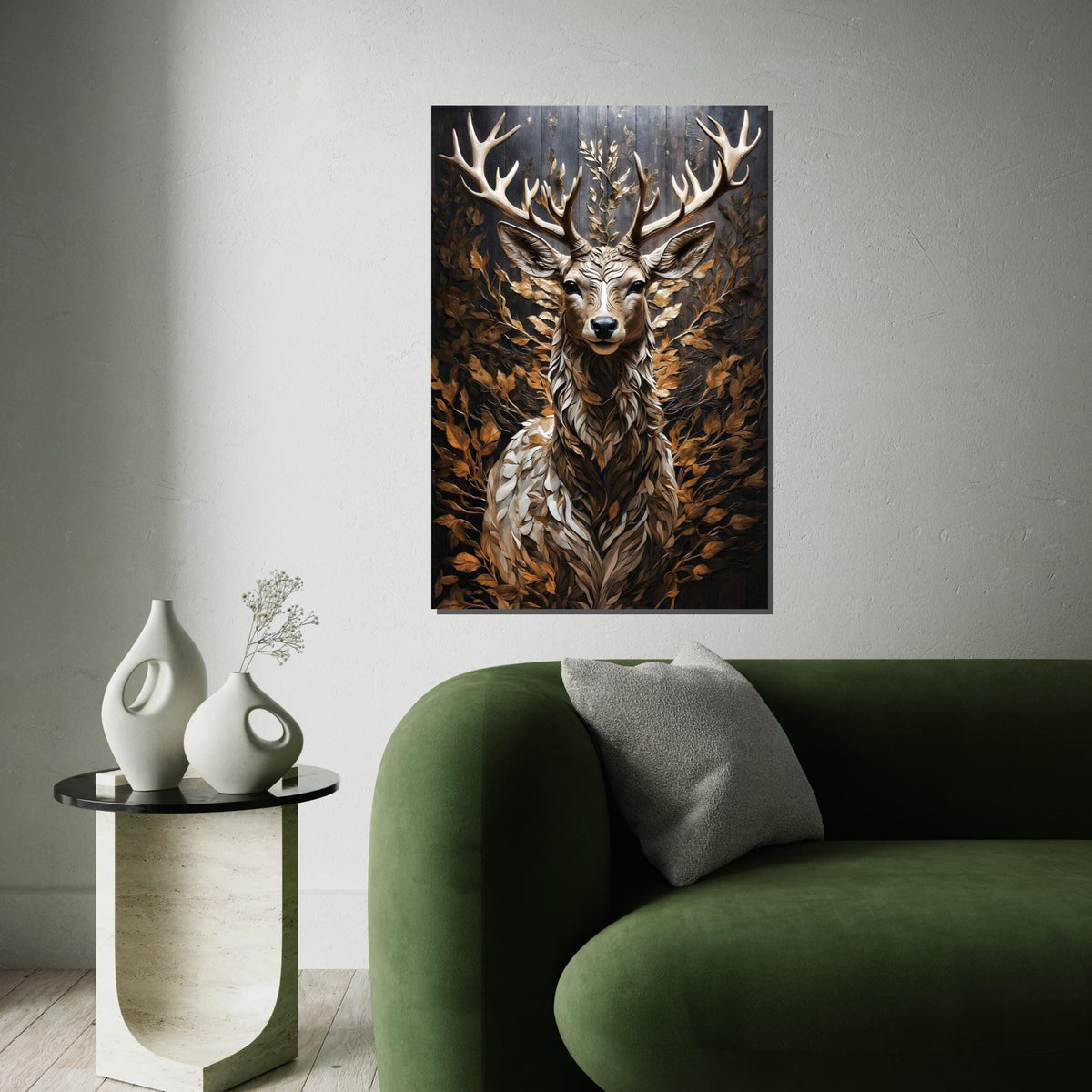 Majestic Stag Canvas, Deer Wall Art, Woodland Animal Print, Autumn Leaves Decor, Wall Art Canvas Design, Ready To Hang Decoration
