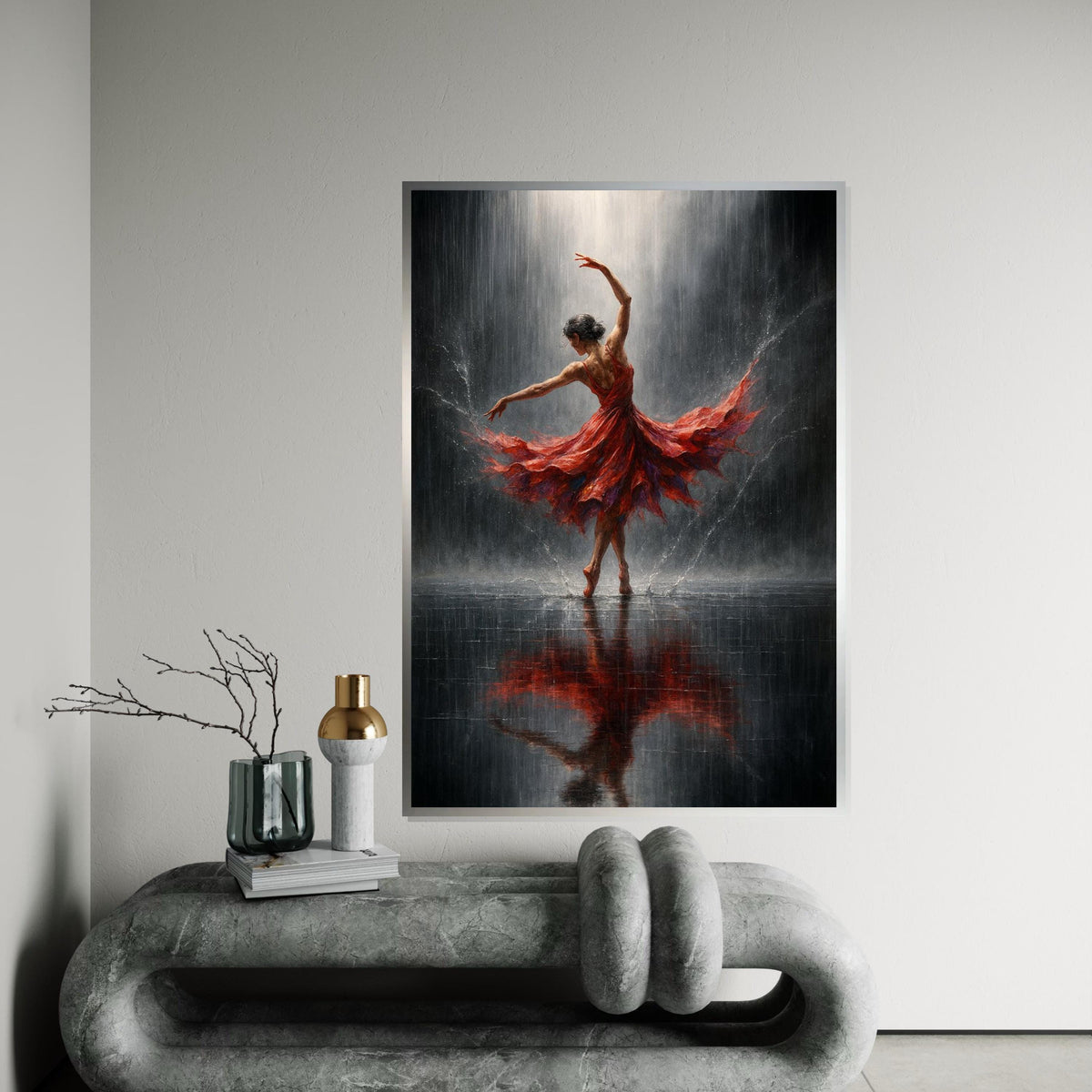 Print Art Canvas, Ballet Dancer Canvas, Dancing in Rain Art, Elegant Wall Art, Ballerina Wall Art Canvas Design, Ready to Hang Decoration