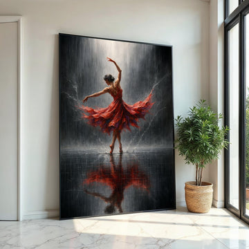 Print Art Canvas, Ballet Dancer Canvas, Dancing in Rain Art, Elegant Wall Art, Ballerina Wall Art Canvas Design, Ready to Hang Decoration