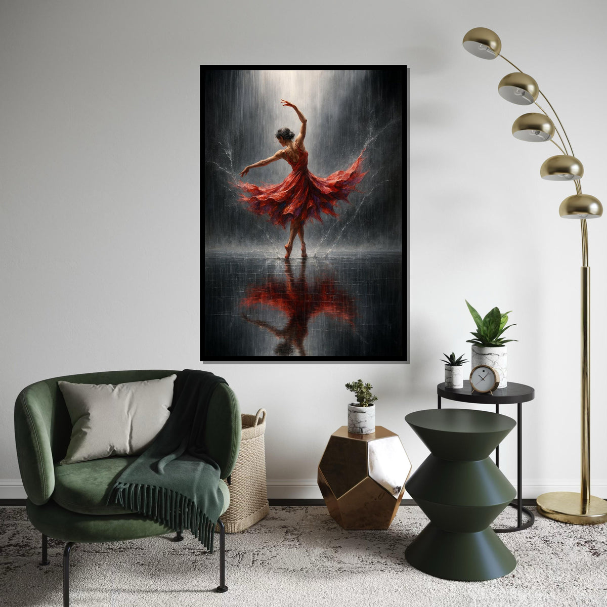 Print Art Canvas, Ballet Dancer Canvas, Dancing in Rain Art, Elegant Wall Art, Ballerina Wall Art Canvas Design, Ready to Hang Decoration