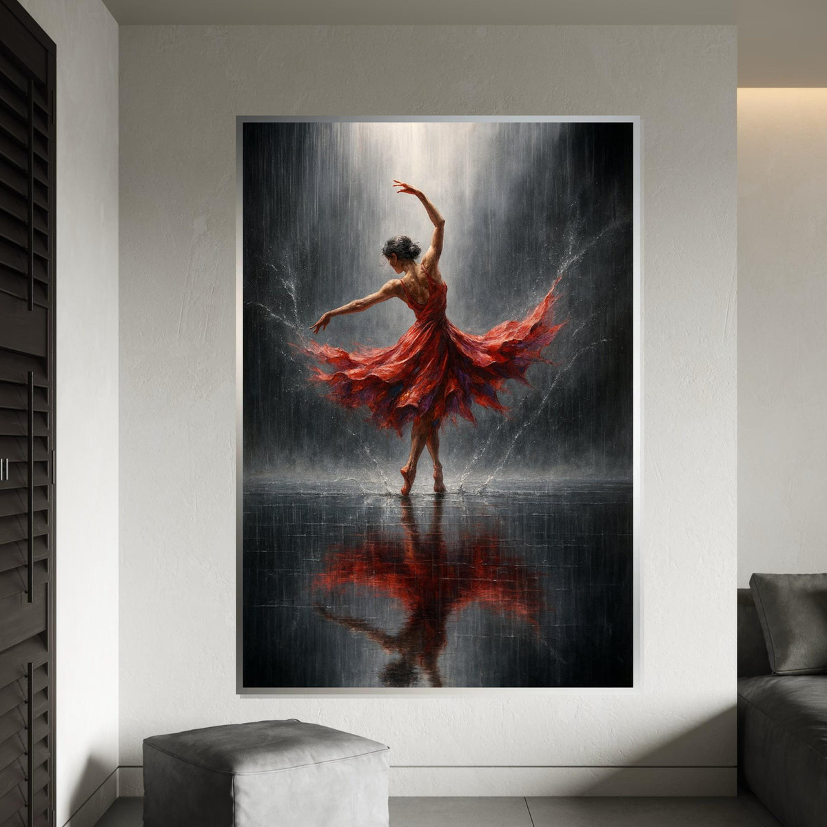 Print Art Canvas, Ballet Dancer Canvas, Dancing in Rain Art, Elegant Wall Art, Ballerina Wall Art Canvas Design, Ready to Hang Decoration