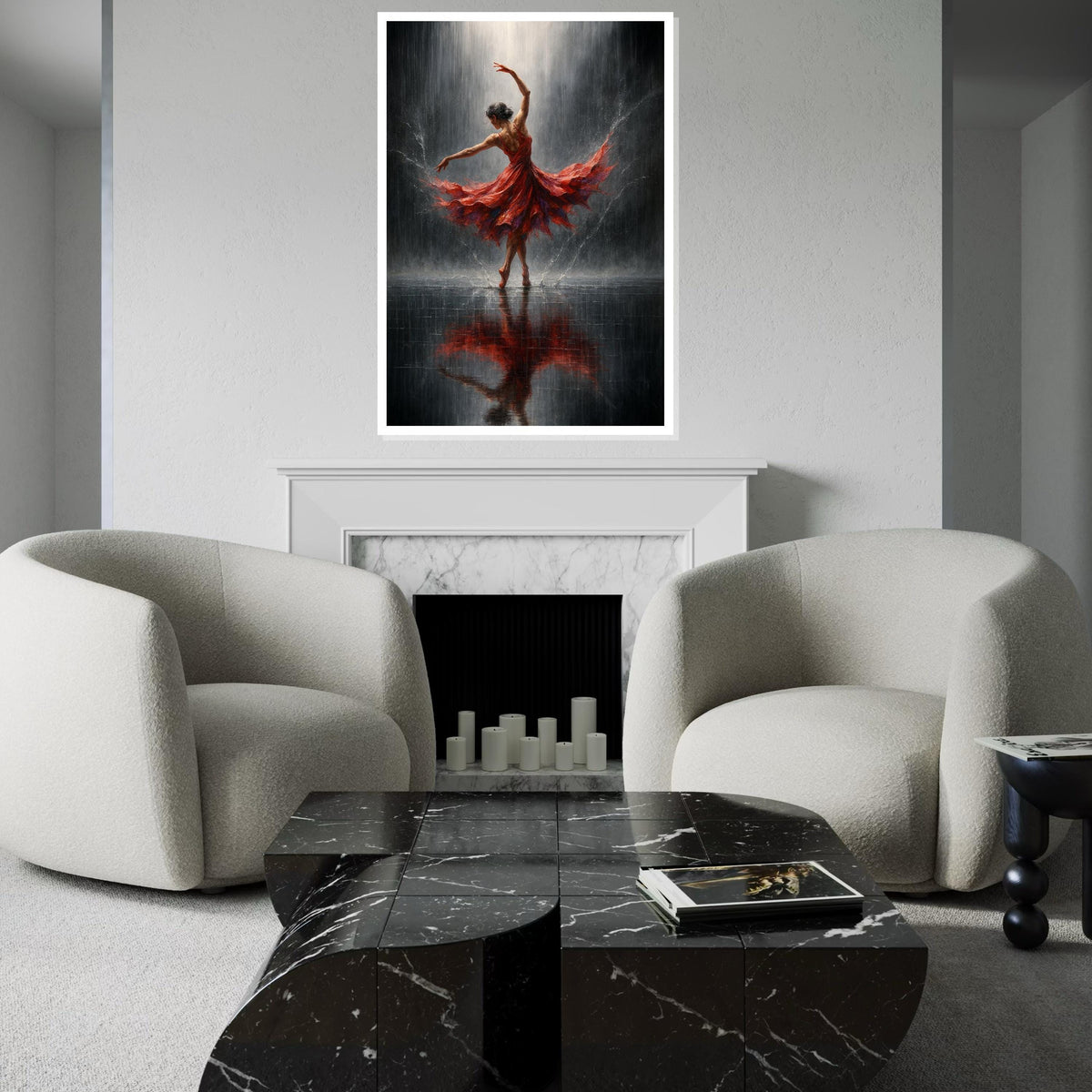 Print Art Canvas, Ballet Dancer Canvas, Dancing in Rain Art, Elegant Wall Art, Ballerina Wall Art Canvas Design, Ready to Hang Decoration