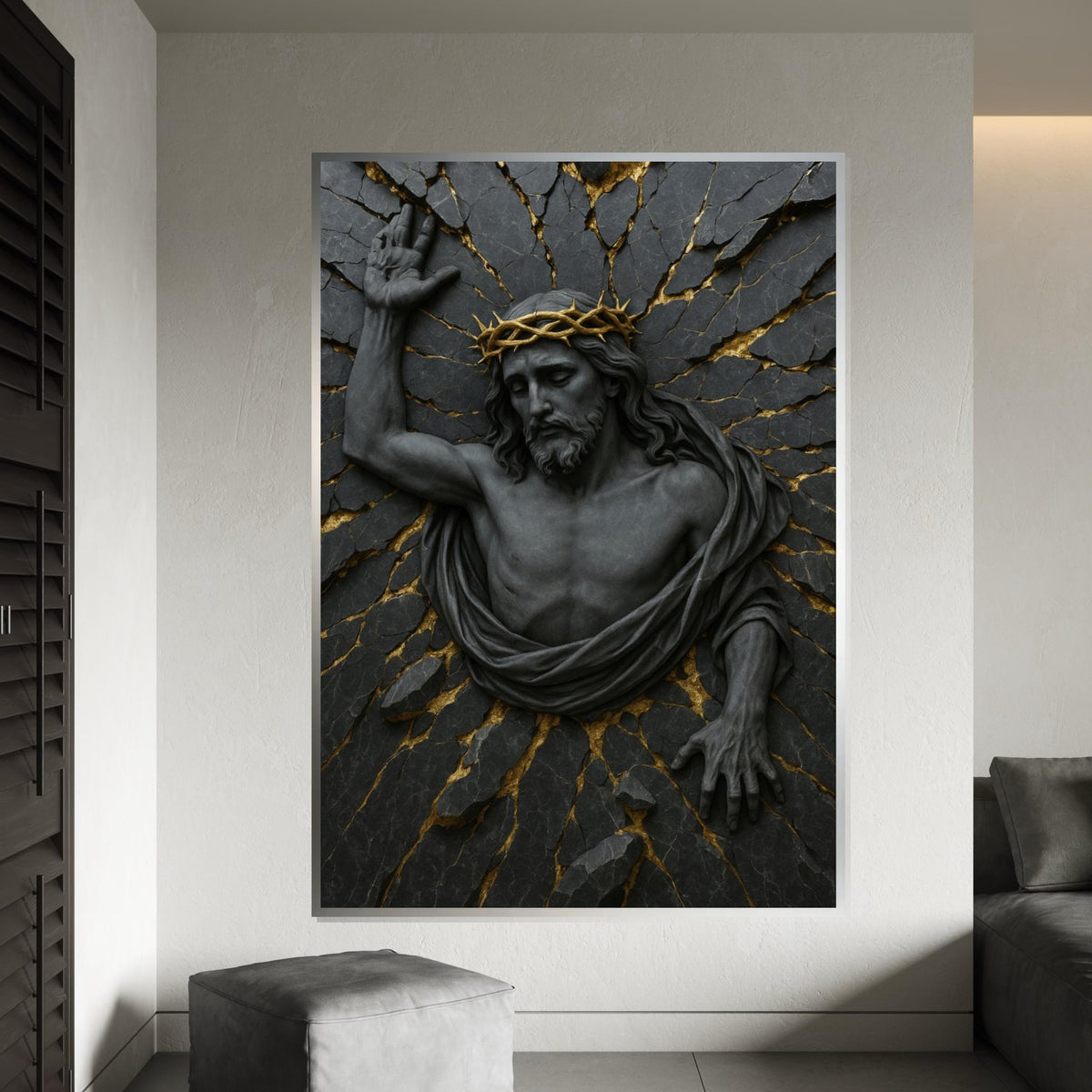 Jesus Christ Canvas, Religious Wall Art, Crown of Thorns Art, Spiritual Canvas Design, Inspirational Decor,Ready to Hang Decoration,Gift Art