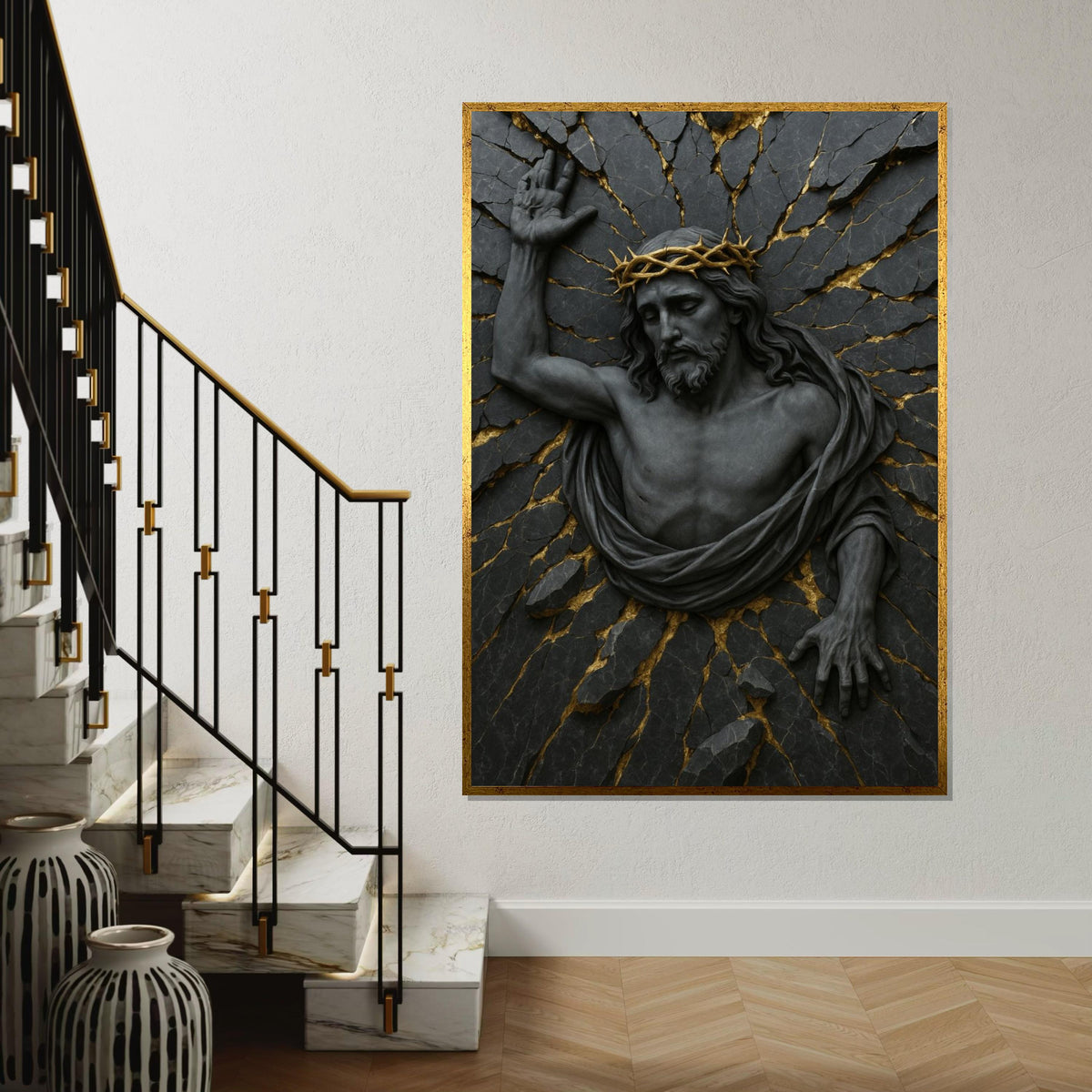Jesus Christ Canvas, Religious Wall Art, Crown of Thorns Art, Spiritual Canvas Design, Inspirational Decor,Ready to Hang Decoration,Gift Art