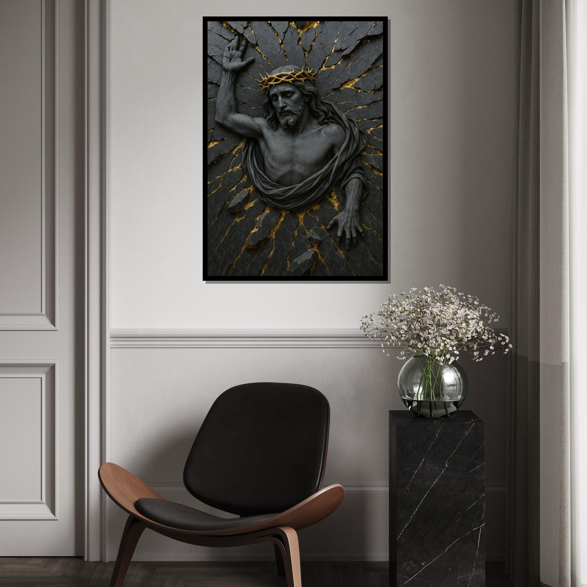 Jesus Christ Canvas, Religious Wall Art, Crown of Thorns Art, Spiritual Canvas Design, Inspirational Decor,Ready to Hang Decoration,Gift Art