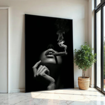 Moody Cigar Canvas, Noir Wall Art, Smoke Shadow Print, Wall Art Canvas Design, Ready To Hang Decoration, Elegant Dark Poster, Print Canvas