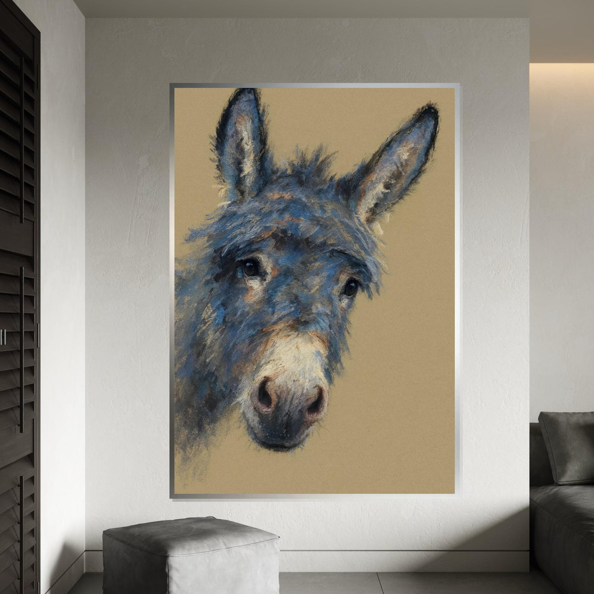 Print Canvas, Colorful Donkey Canvas, Animal Wall Art, Blue Donkey Portrait Print, Design Canvas, Wall Art Canvas, Ready to Hang Home Decor