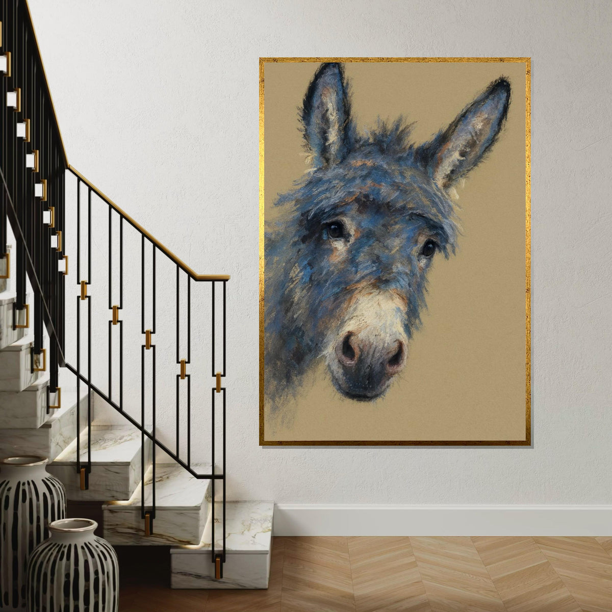 Print Canvas, Colorful Donkey Canvas, Animal Wall Art, Blue Donkey Portrait Print, Design Canvas, Wall Art Canvas, Ready to Hang Home Decor