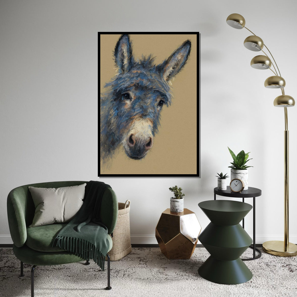 Print Canvas, Colorful Donkey Canvas, Animal Wall Art, Blue Donkey Portrait Print, Design Canvas, Wall Art Canvas, Ready to Hang Home Decor
