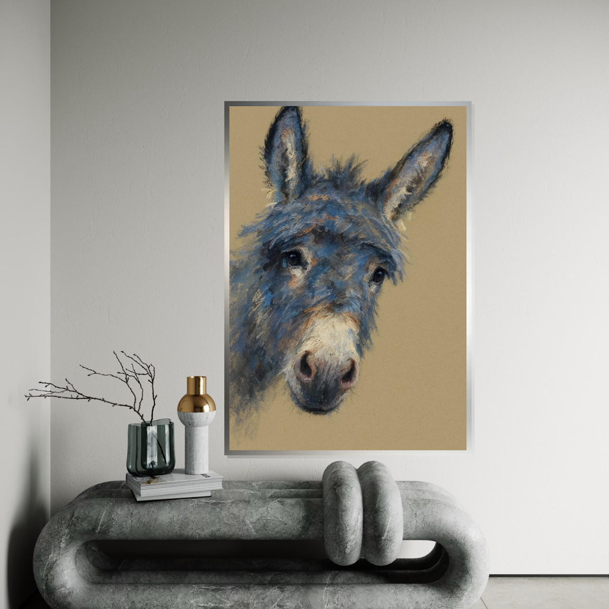Print Canvas, Colorful Donkey Canvas, Animal Wall Art, Blue Donkey Portrait Print, Design Canvas, Wall Art Canvas, Ready to Hang Home Decor