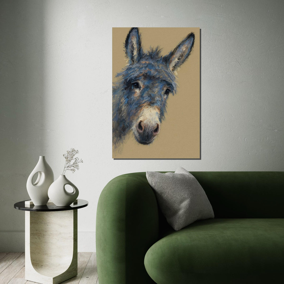 Print Canvas, Colorful Donkey Canvas, Animal Wall Art, Blue Donkey Portrait Print, Design Canvas, Wall Art Canvas, Ready to Hang Home Decor