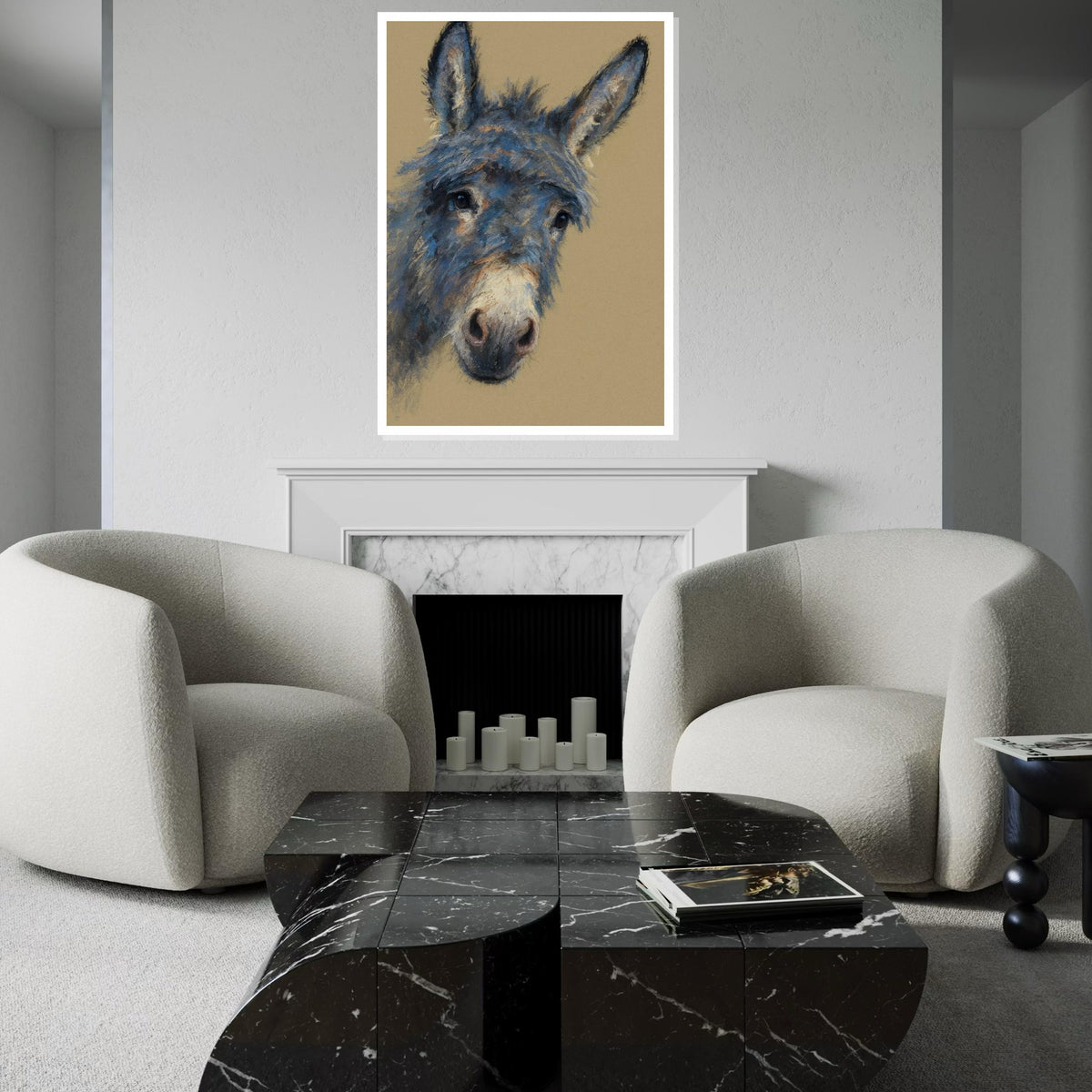 Print Canvas, Colorful Donkey Canvas, Animal Wall Art, Blue Donkey Portrait Print, Design Canvas, Wall Art Canvas, Ready to Hang Home Decor