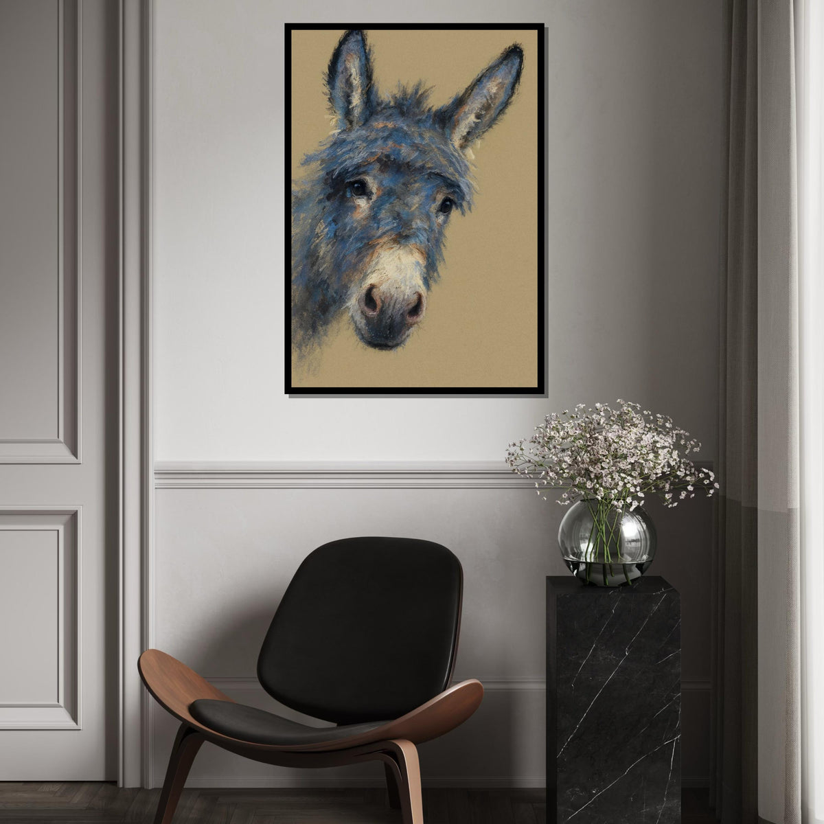 Print Canvas, Colorful Donkey Canvas, Animal Wall Art, Blue Donkey Portrait Print, Design Canvas, Wall Art Canvas, Ready to Hang Home Decor
