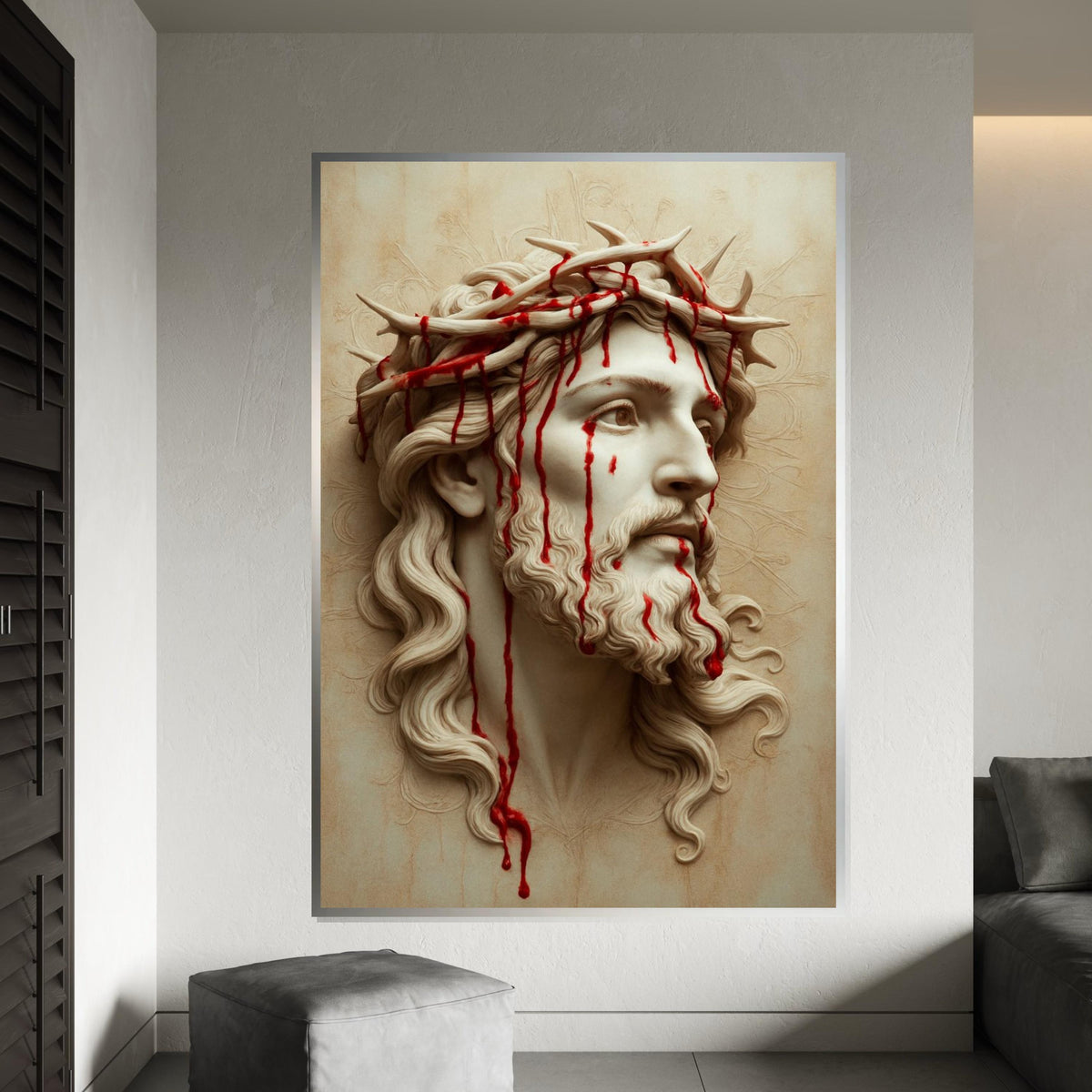 Crown of Thorns Canvas, Religious Wall Art, Jesus Portrait, Spiritual Canvas Design, Wall Art Canvas, Ready to Hang Decoration, Print Canvas