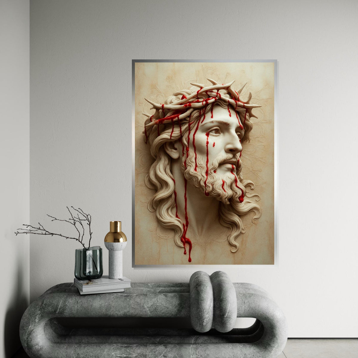 Crown of Thorns Canvas, Religious Wall Art, Jesus Portrait, Spiritual Canvas Design, Wall Art Canvas, Ready to Hang Decoration, Print Canvas
