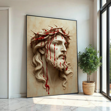 Crown of Thorns Canvas, Religious Wall Art, Jesus Portrait, Spiritual Canvas Design, Wall Art Canvas, Ready to Hang Decoration, Print Canvas