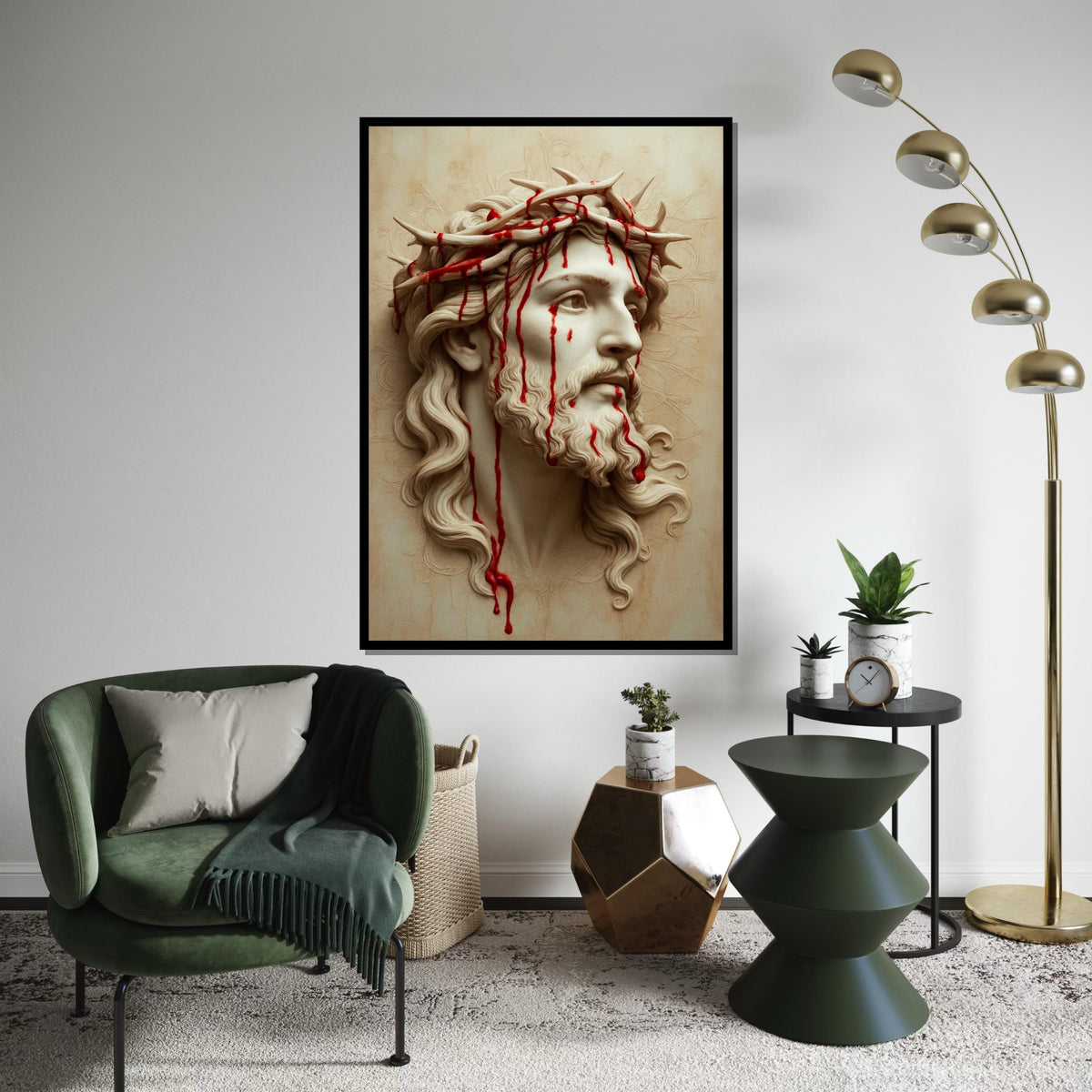 Crown of Thorns Canvas, Religious Wall Art, Jesus Portrait, Spiritual Canvas Design, Wall Art Canvas, Ready to Hang Decoration, Print Canvas
