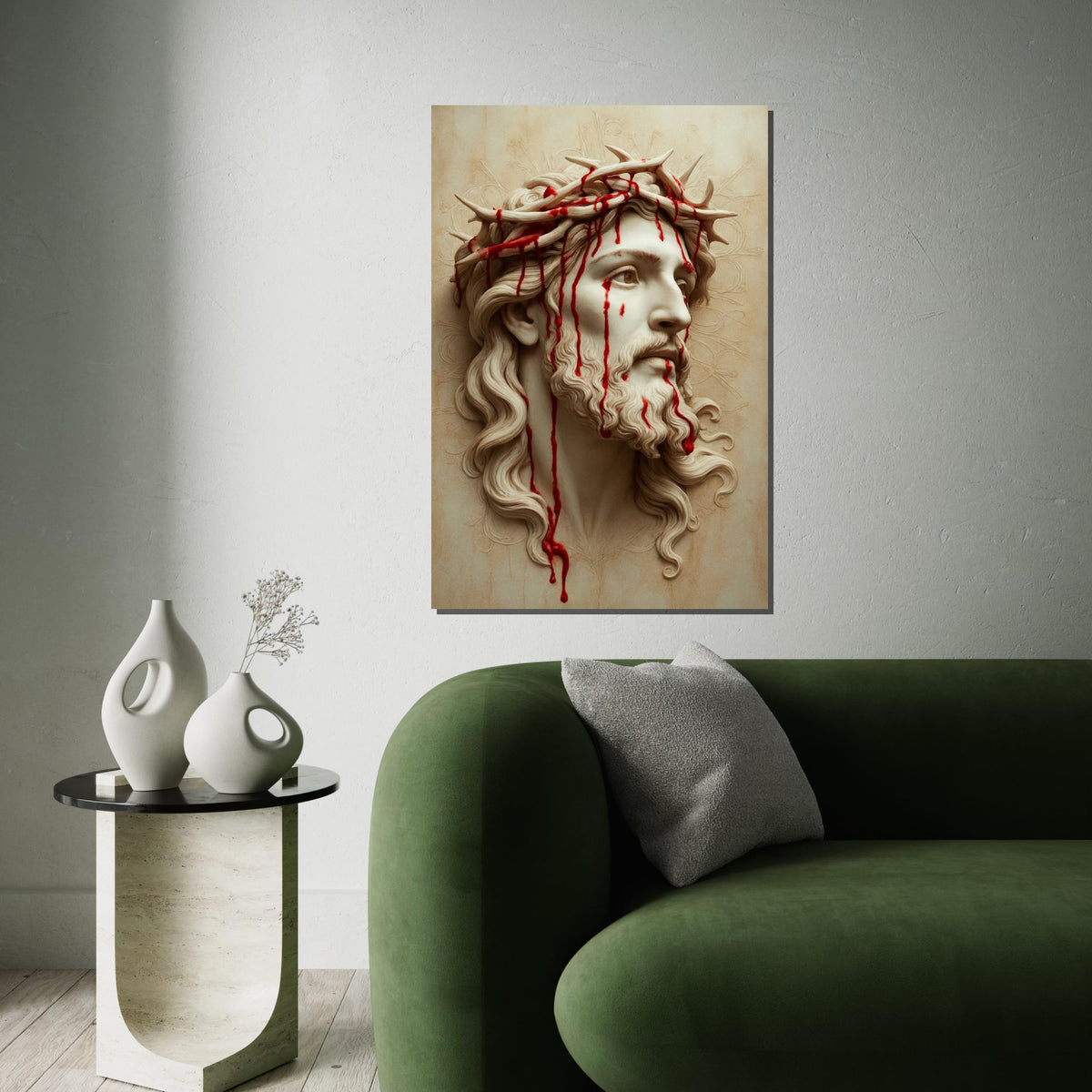 Crown of Thorns Canvas, Religious Wall Art, Jesus Portrait, Spiritual Canvas Design, Wall Art Canvas, Ready to Hang Decoration, Print Canvas