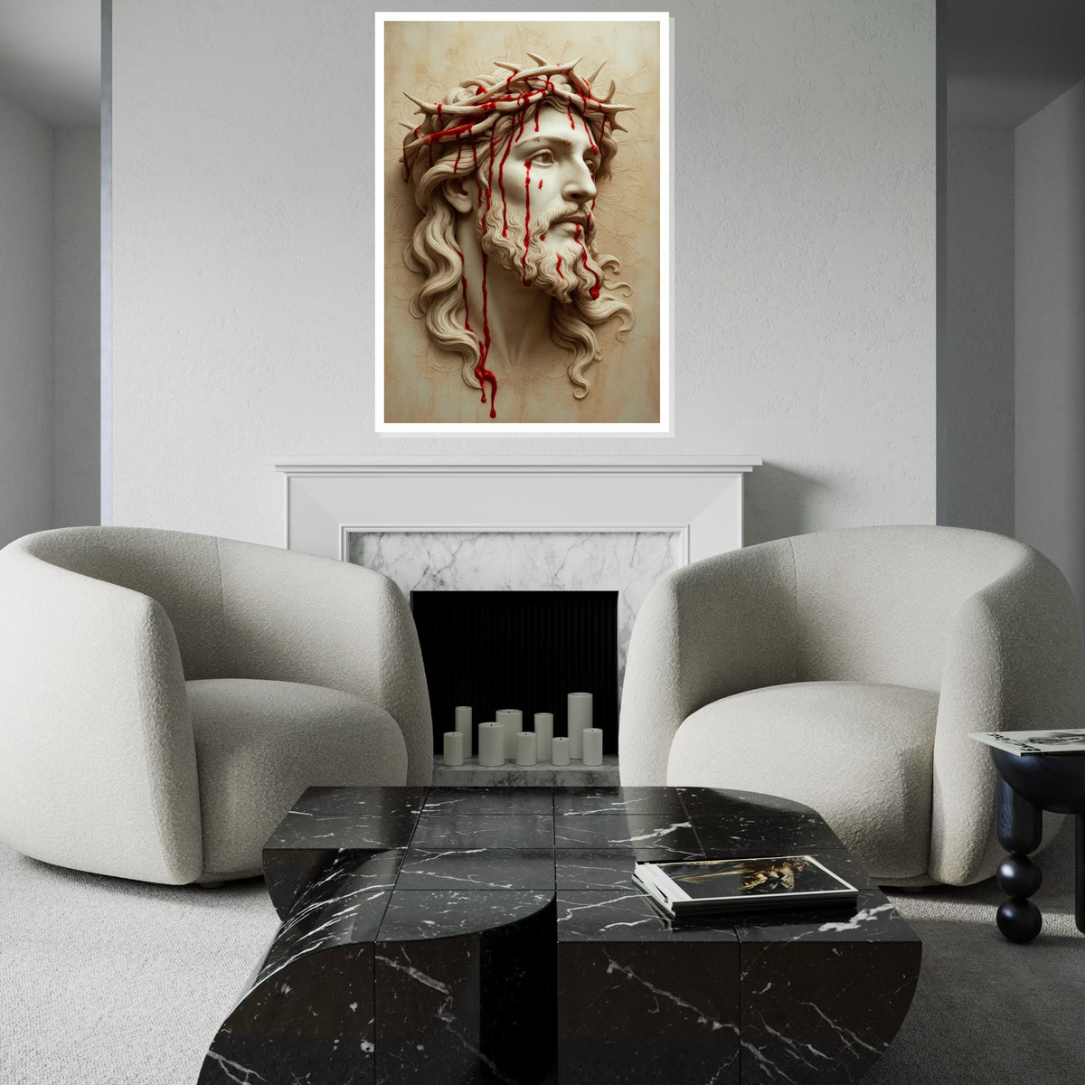Crown of Thorns Canvas, Religious Wall Art, Jesus Portrait, Spiritual Canvas Design, Wall Art Canvas, Ready to Hang Decoration, Print Canvas