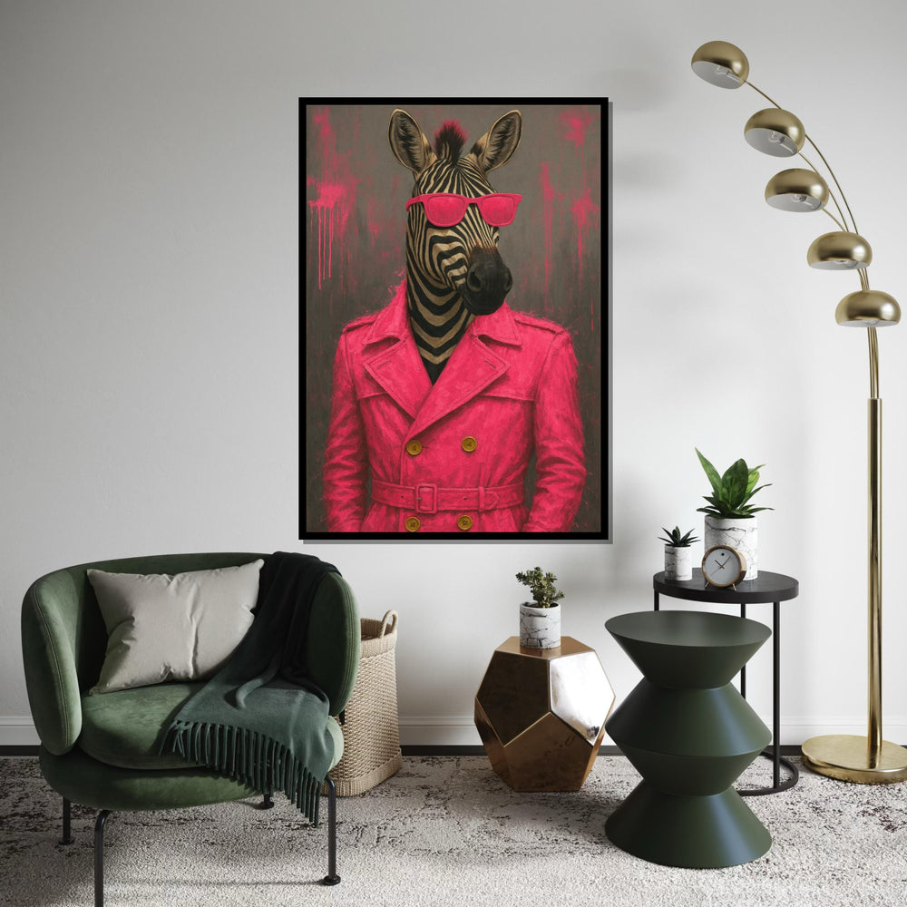 Zebra Chic Canvas, Zebra in Pink Coat Wall Art, Animal Art, Wall Art Canvas Design, Trendy Zebra Print, Ready to Hang Decoration, Gift Art