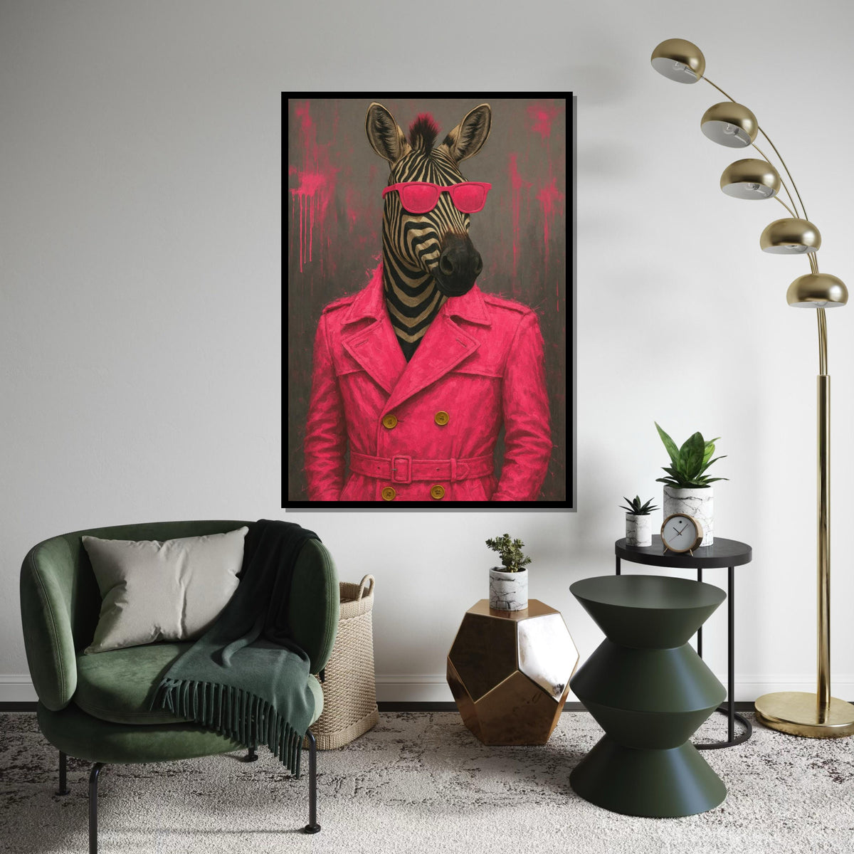 Zebra Chic Canvas, Zebra in Pink Coat Wall Art, Animal Art, Wall Art Canvas Design, Trendy Zebra Print, Ready to Hang Decoration, Gift Art