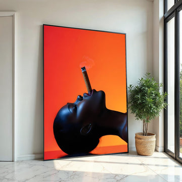 Smoky Elegance Canvas, Woman with Cigar Art, Modern Wall Art, Bold Silhouette Design, Wall Art Canvas Design, Ready to Hang
