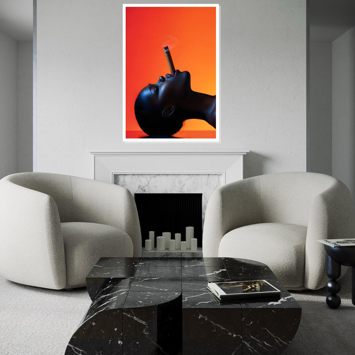 Smoky Elegance Canvas, Woman with Cigar Art, Modern Wall Art, Bold Silhouette Design, Wall Art Canvas Design, Ready to Hang