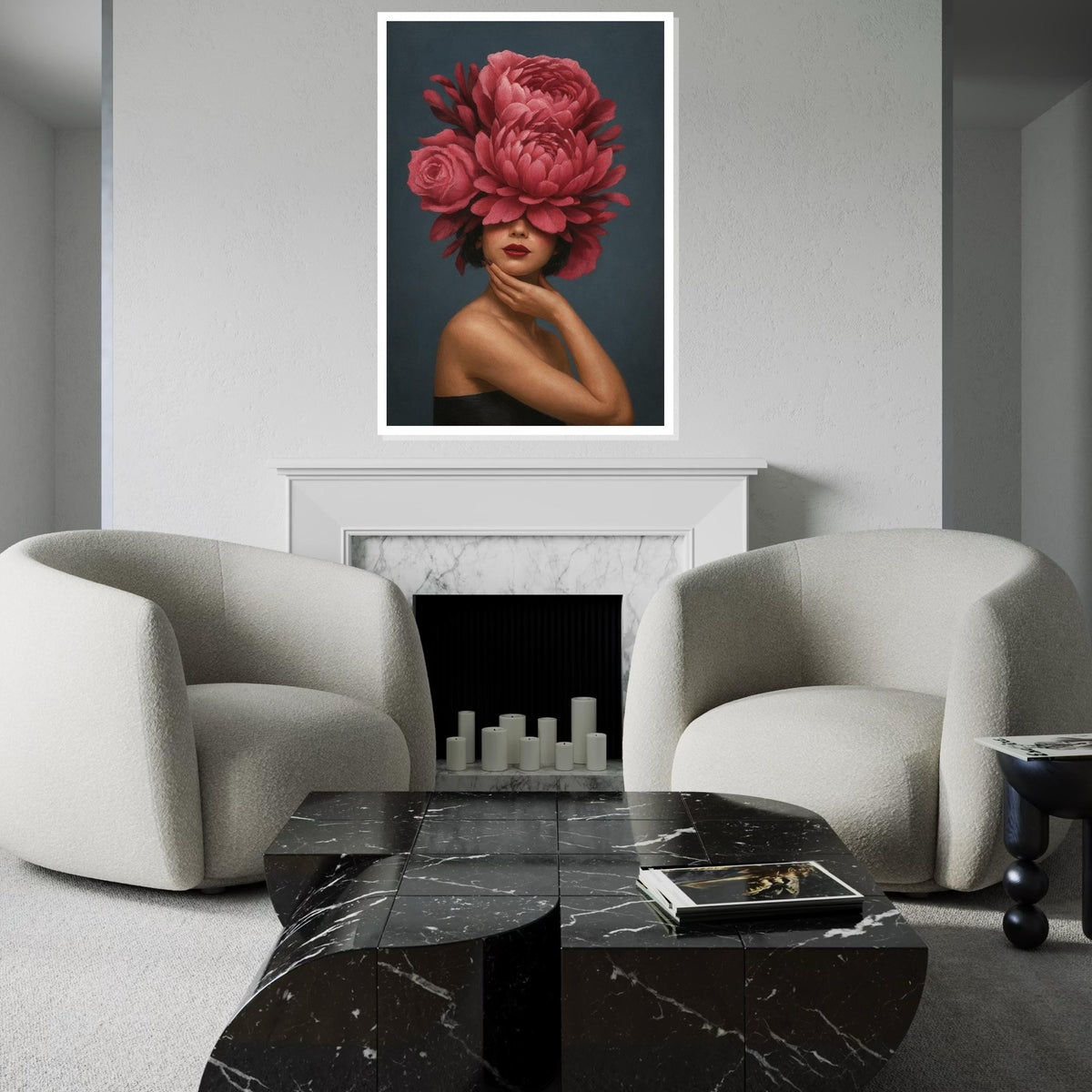 Floral Elegance, Woman with Flower Hat Canvas, Portrait Wall Art, Decorative Canvas Design, Ready to Hang Art, Modern Home Decor, Gift Art