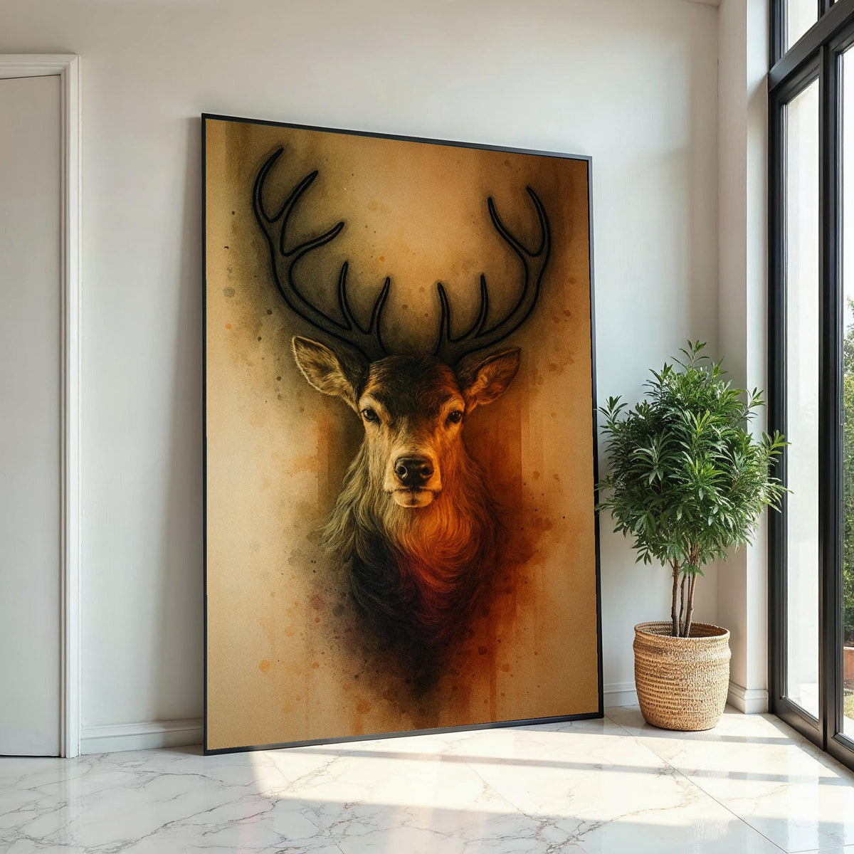 Majestic Deer Canvas, Animal Wall Art, Nature Print, Stag Portrait, Wall Art Canvas Design, Ready to Hang Deer Decor,Print Canvas, Gift Art