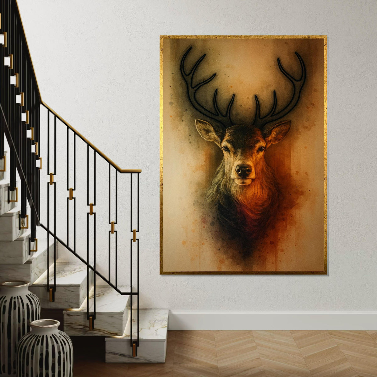 Majestic Deer Canvas, Animal Wall Art, Nature Print, Stag Portrait, Wall Art Canvas Design, Ready to Hang Deer Decor,Print Canvas, Gift Art