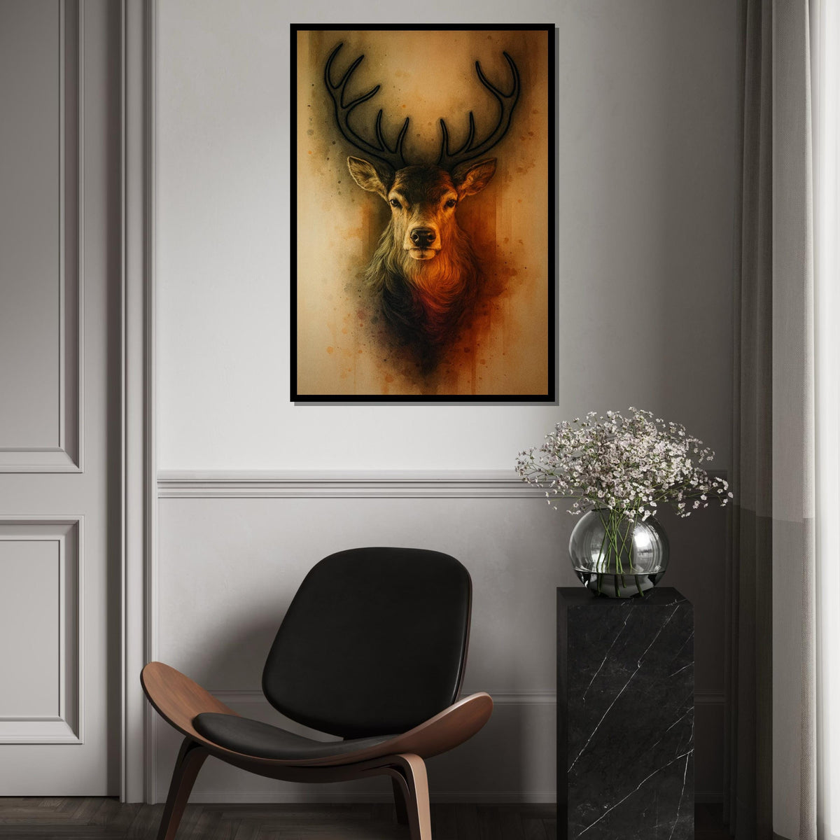 Majestic Deer Canvas, Animal Wall Art, Nature Print, Stag Portrait, Wall Art Canvas Design, Ready to Hang Deer Decor,Print Canvas, Gift Art