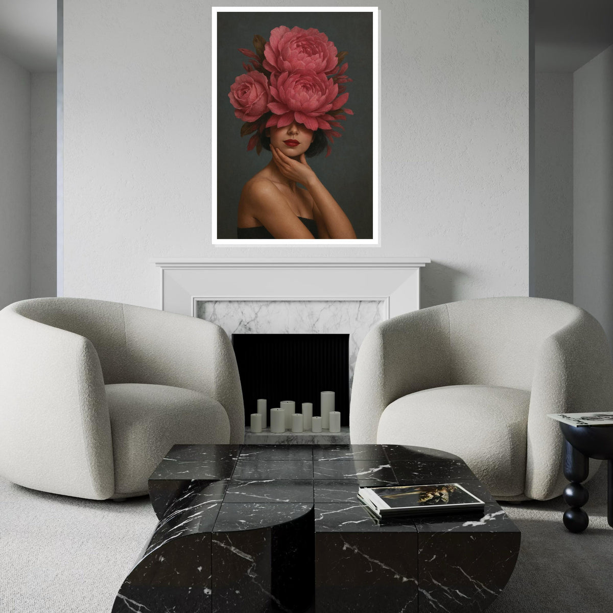 Elegant Floral Woman Canvas, Flower Crown Art, Surreal Portrait Print, Wall Art Canvas Design,Ready To Hang Decoration,Gift Art,Print Canvas