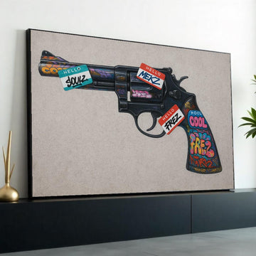 Graffiti Revolver, Street Art Gun, Colorful Gun Canvas, Urban Art, Wall Art Canvas Design, Ready To Hang Decoration,Canvas Print