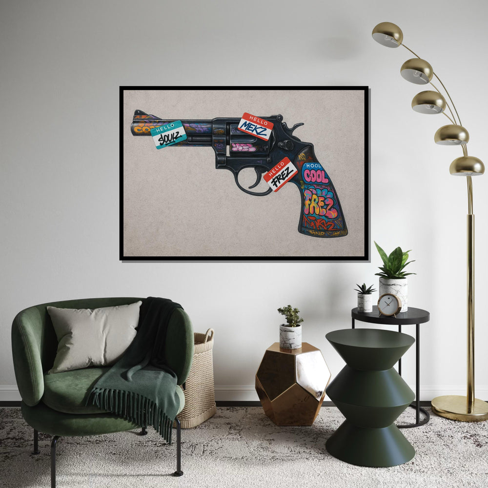 Graffiti Revolver, Street Art Gun, Colorful Gun Canvas, Urban Art, Wall Art Canvas Design, Ready To Hang Decoration,Canvas Print
